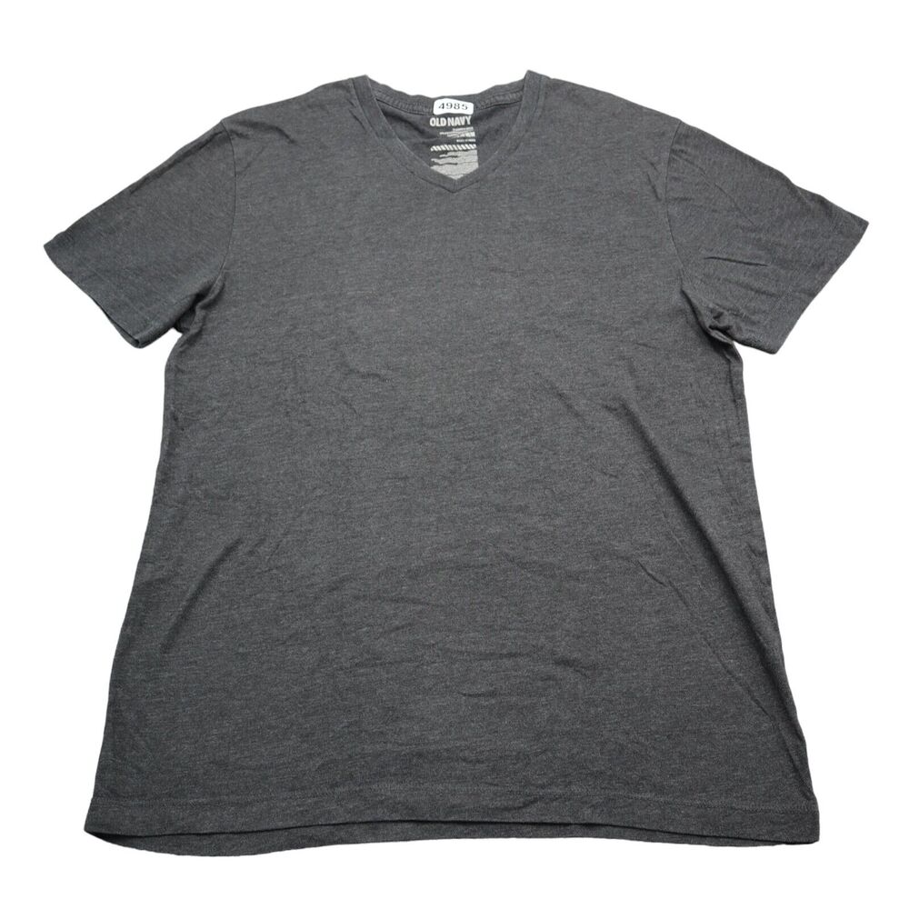Old Navy Shirt Mens M Gray V-Neck T Baseball Casual Solid Tee Preppy